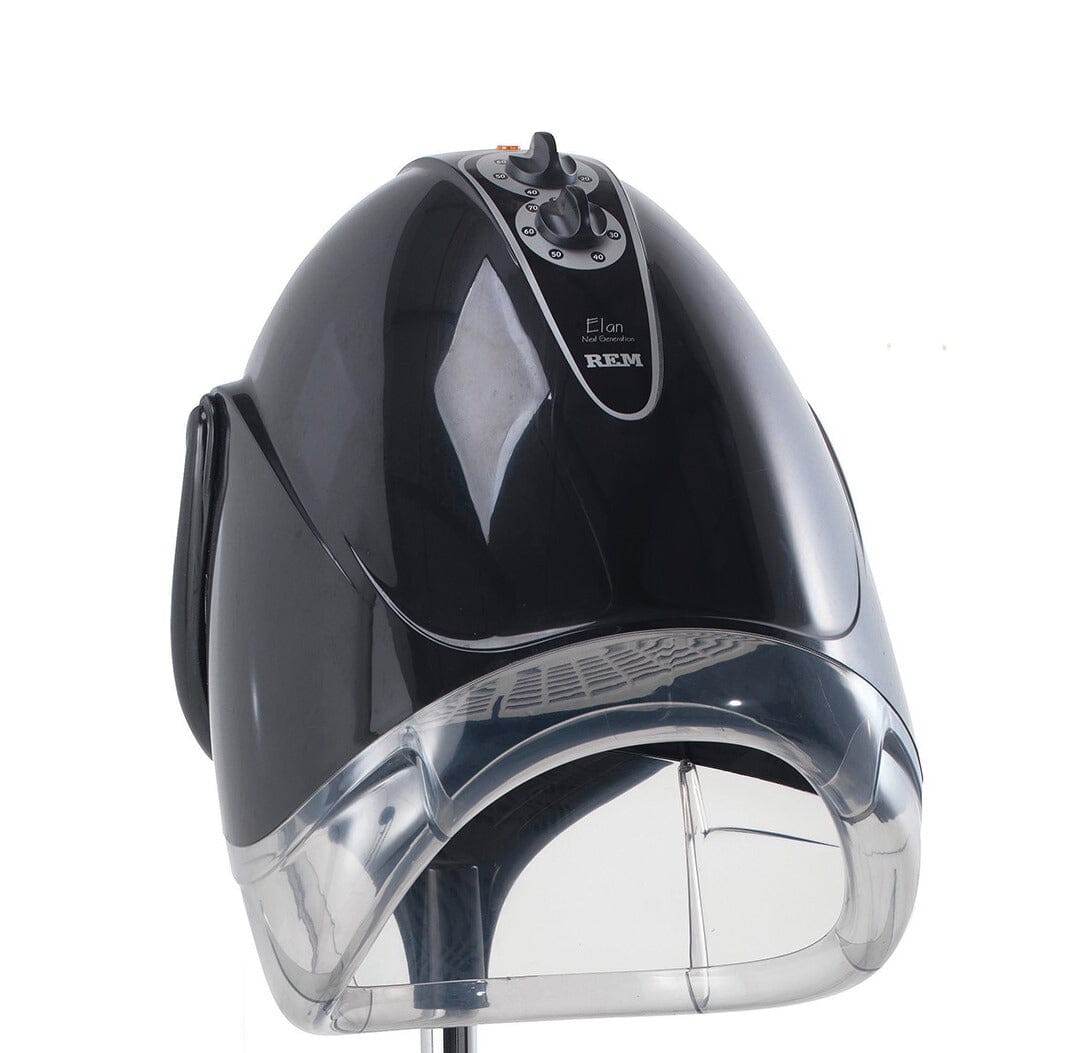 REM Elan Next Generation Black Mobile Hood Dryer with Pole + Base Salon Dryers REM