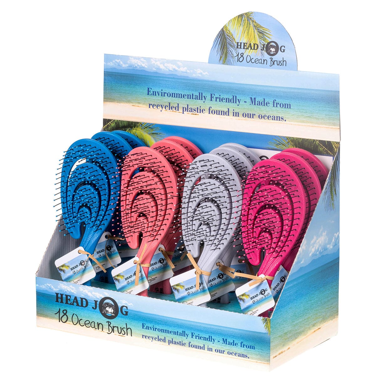 Head Jog 18 Ocean Brush Display Box (12 piece) Hair Brush Head Jog