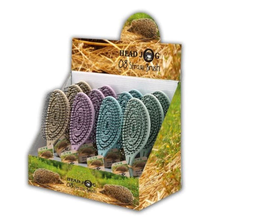 HEAD JOG 08 Straw Brush Display (12 piece) - Pastel Hair Brush Head Jog