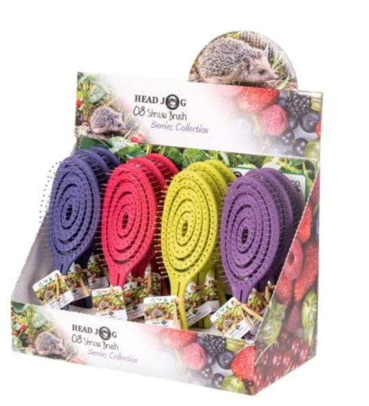 HEAD JOG 08 Straw Brush Display (12 piece) - Berries Hair Brush Head Jog