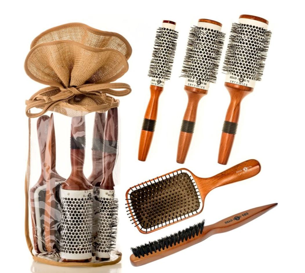 Head Jog Wood Ceramic Brush Set Hair Brush Head Jog