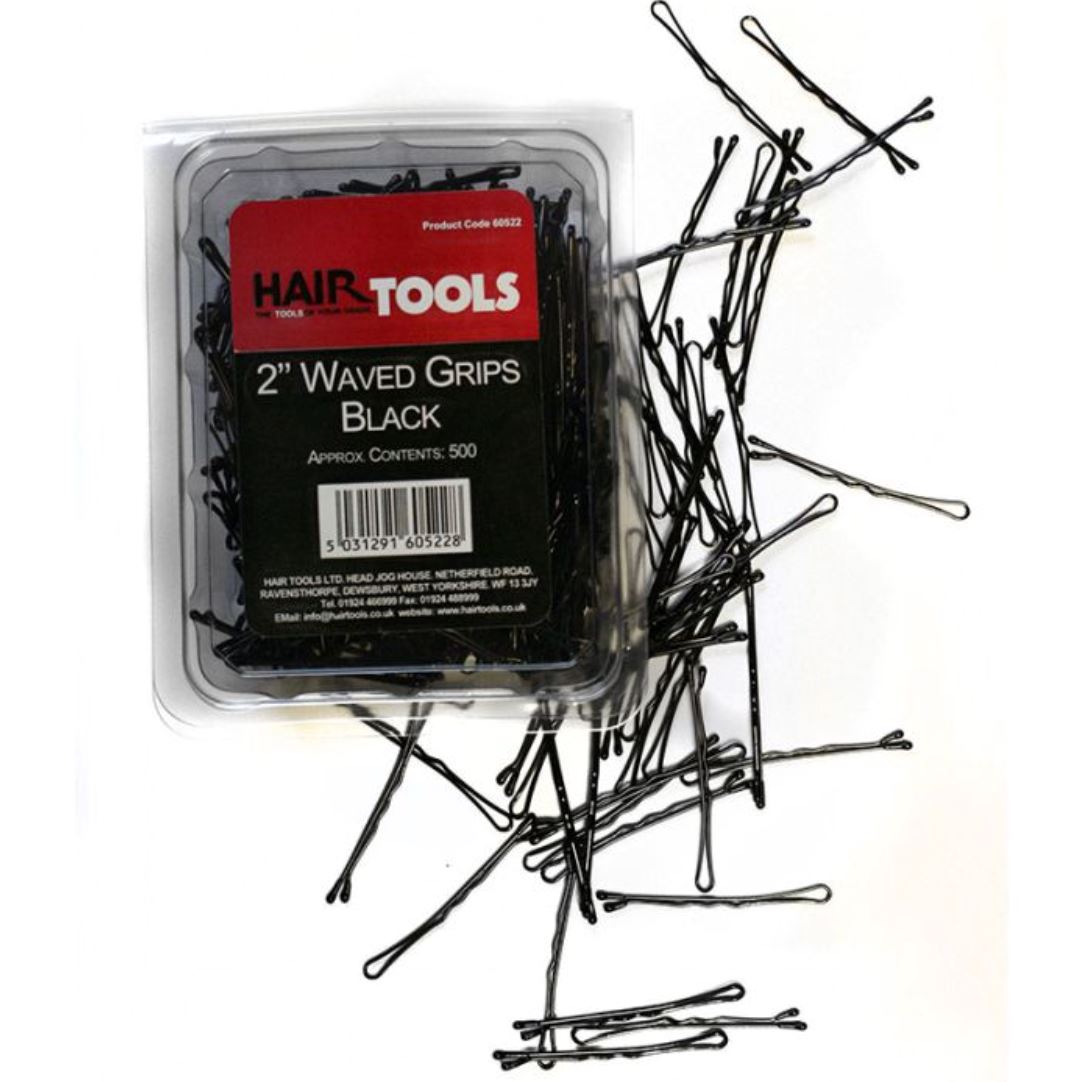 Hair Tools 2" Triple Wave Grips Black (Box of 500) Hair Pins Hair Tools