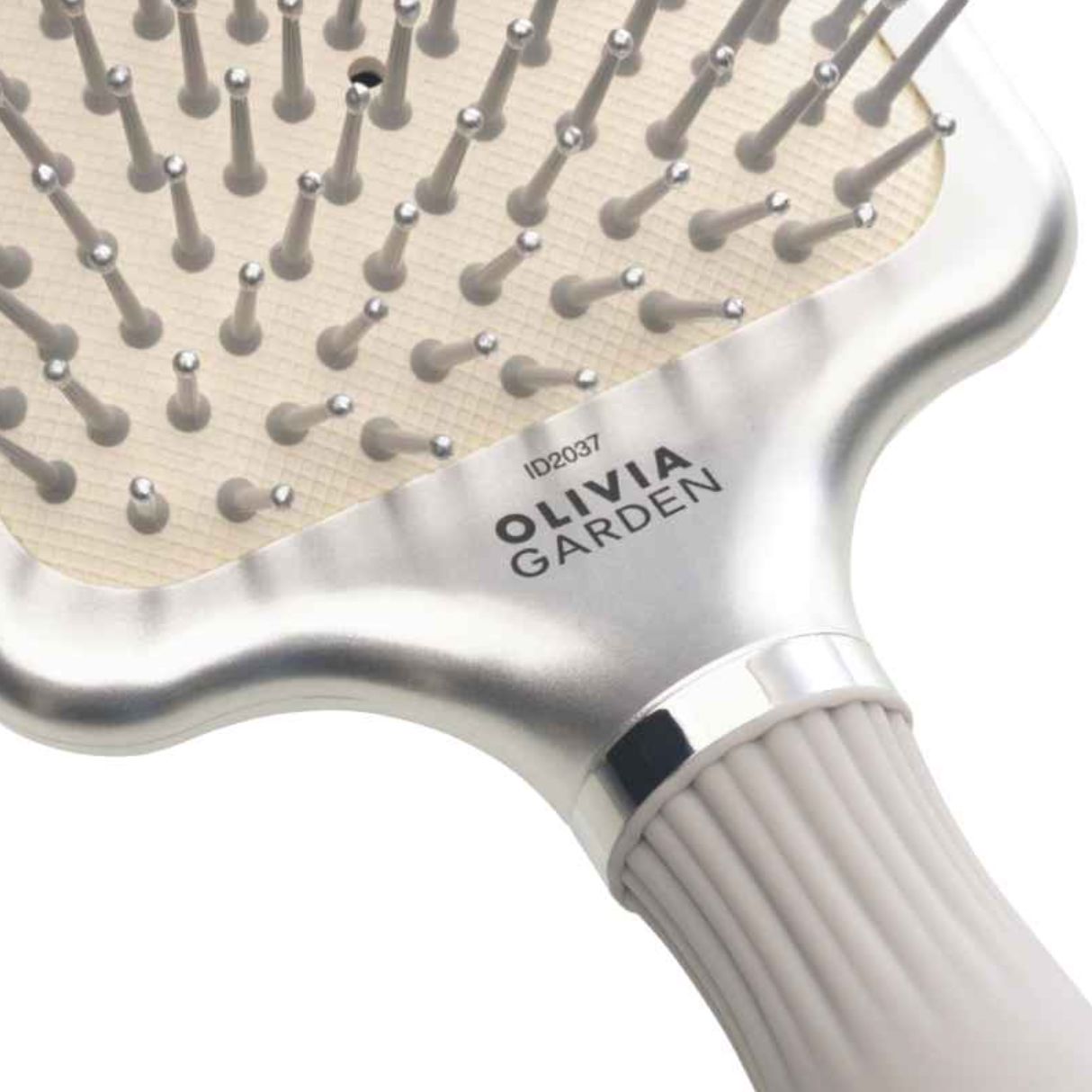 Olivia Garden Expert Care Rectangular Nylon Bristles Silver Brush Large Hair Brush Olivia Garden