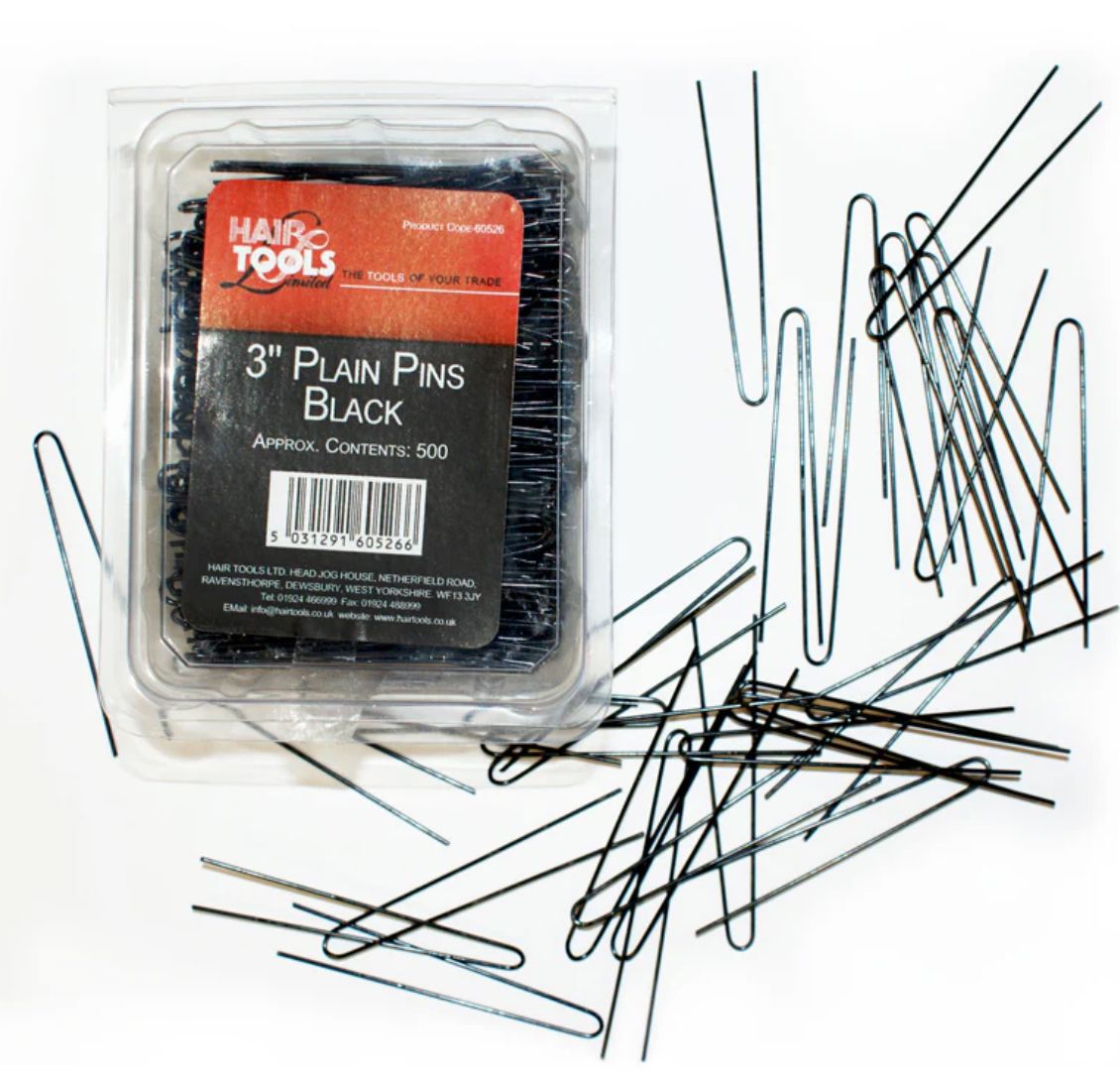 Hair Tools 3" Plain Pins Black (Box of 500)