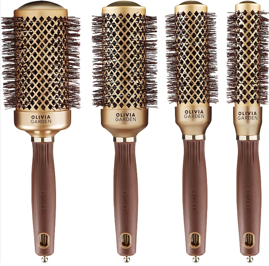 Olivia Garden Expert Blowout Shine Brown and Gold Brush Bag Set Hair Brush Olivia Garden