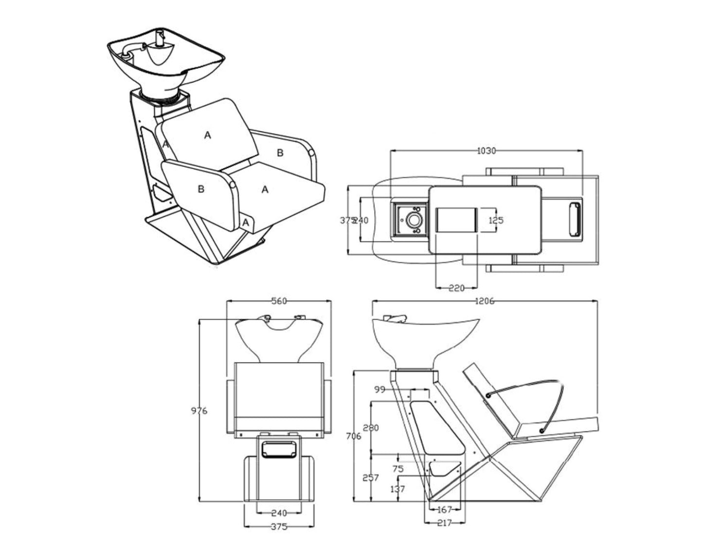 REM Colorado 21 Baltic Wash Unit - Back Wash - Black Salon Furniture REM