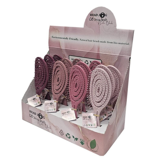 HEAD JOG 08 Straw Brush Display (12 piece) - Nude Blush Hair Brush Head Jog