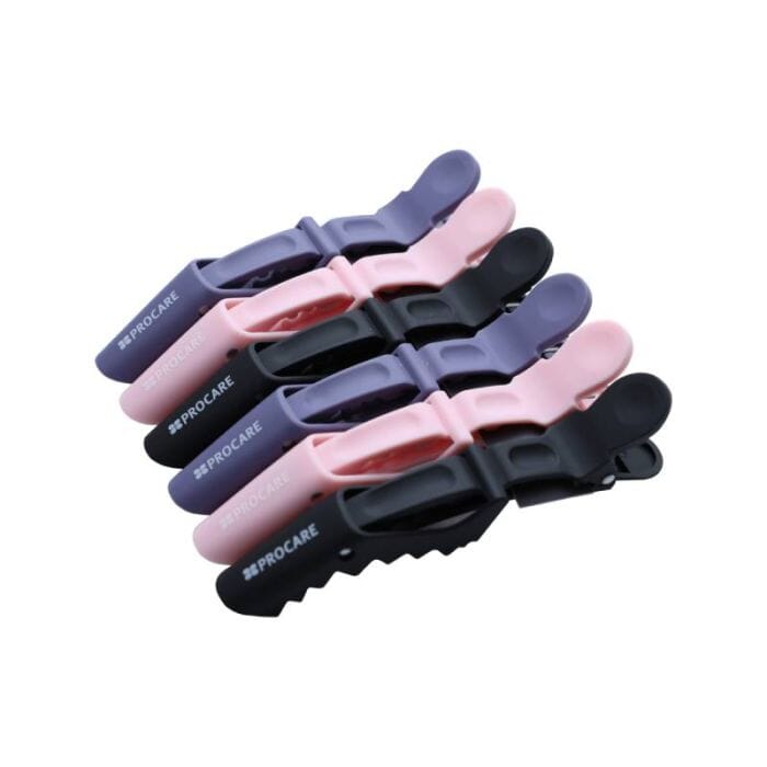 Procare Premium Gator Clips Purple/Pink/Black (6) Hair Colour Pro Care