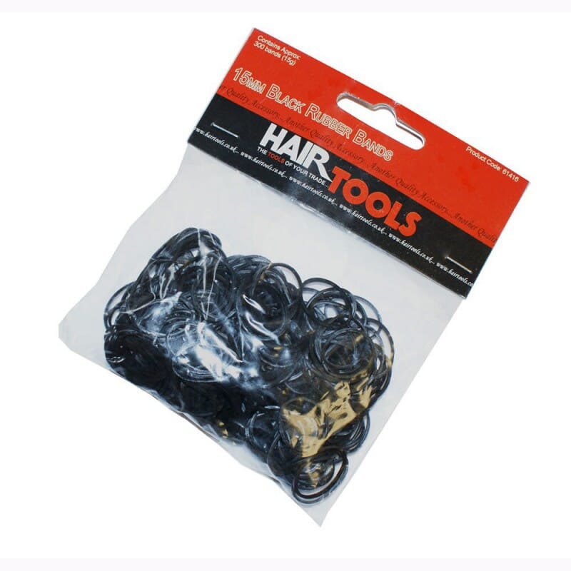 Hair Tools Black Rubber Bands 15mm - Pack Of 300 Hair Tools
