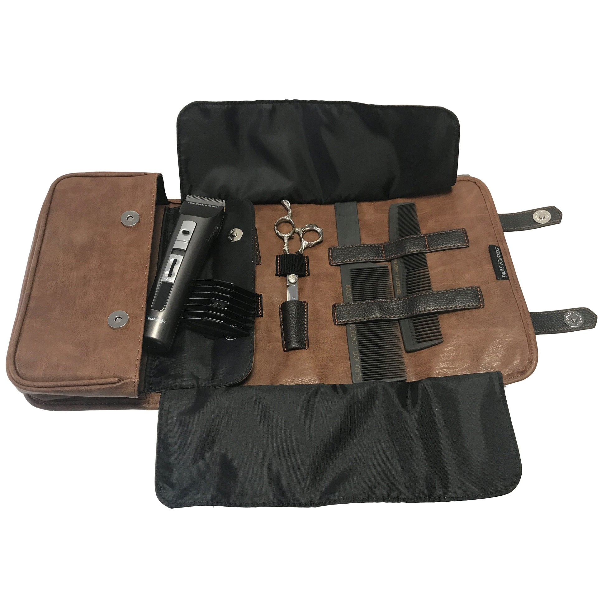 Head Jog Barber Tool Roll Brown Hair Equipment Case Head Jog 