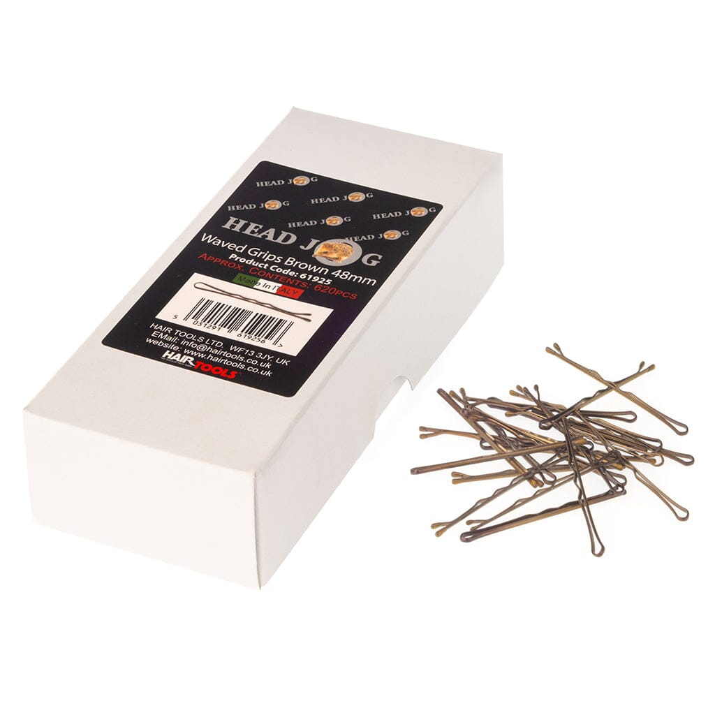 Head Jog Grips 48mm waved - Brown Hair Pins Head Jog 