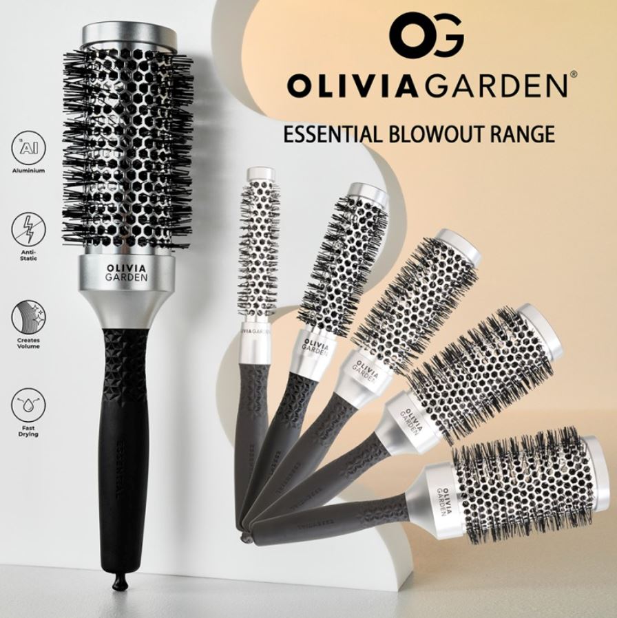 Olivia Garden Essential Blowout Brush Classic Silver 55mm Pro Styling UK