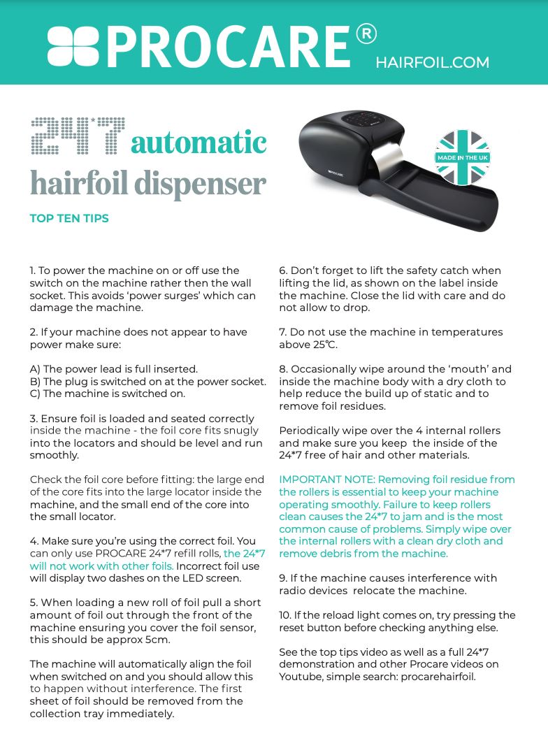 ProCare 24*7 Automatic Hairfoil Dispenser Hair Colour Pro Care 