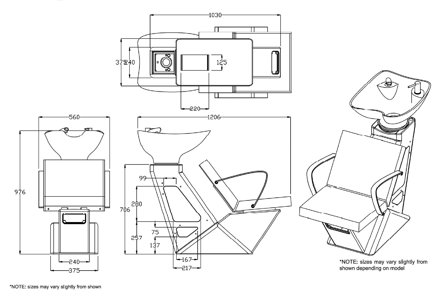 REM Aero Washpoint - Backwash - Black Salon Furniture REM 