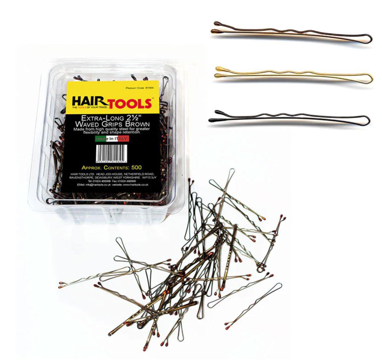 Hair Tools 2.5" Extra Long Triple Wave Grips Brown (Box of 500)