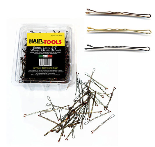 Hair Tools 2.5" Extra Long Triple Wave Grips Brown (Box of 500)
