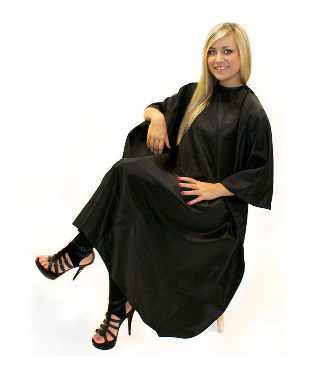 Hair Tools Barber Hairdressing Unisex Cutting Cape & Gown with Poppers (Black)
