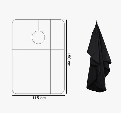 Hair Tools Barber Hairdressing Unisex Cutting Cape & Gown with Poppers (Black)