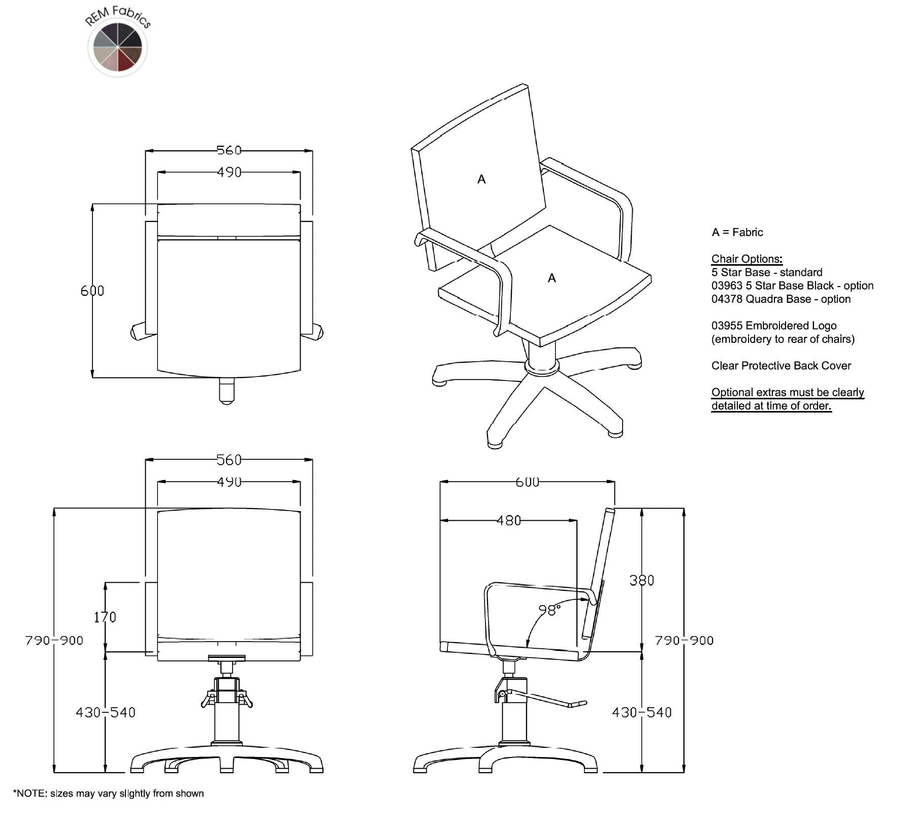 REM Atlas Hydraulic Styling Chair - Colours Salon Furniture REM 