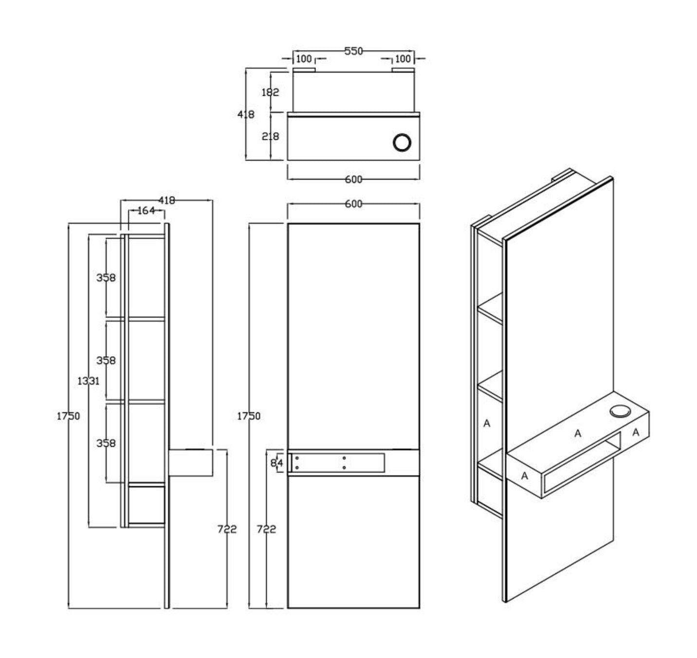 REM Solar Wall Styling Unit Salon Furniture REM 