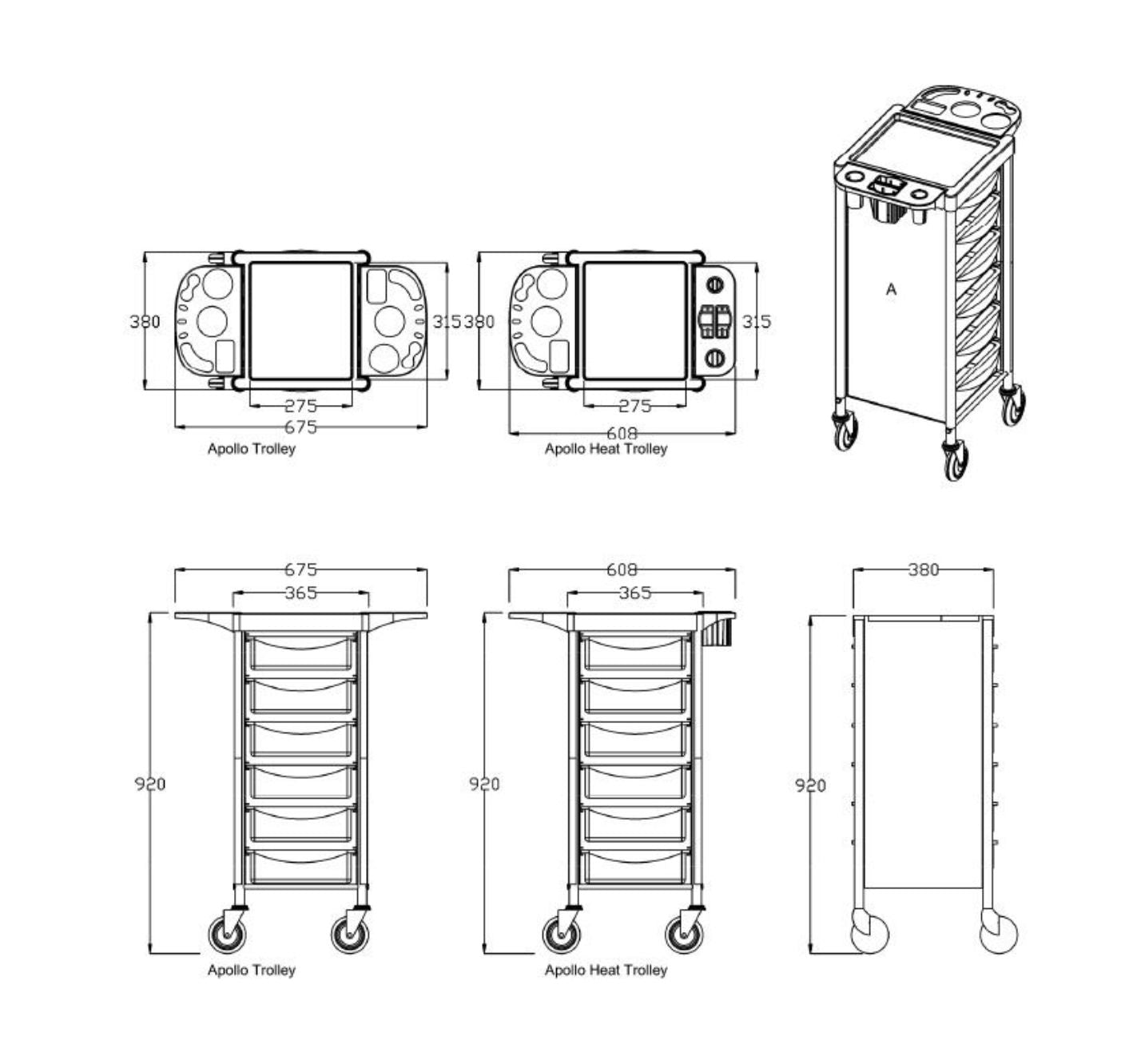 REM Apollo Lux Trolley Salon Trolley REM 