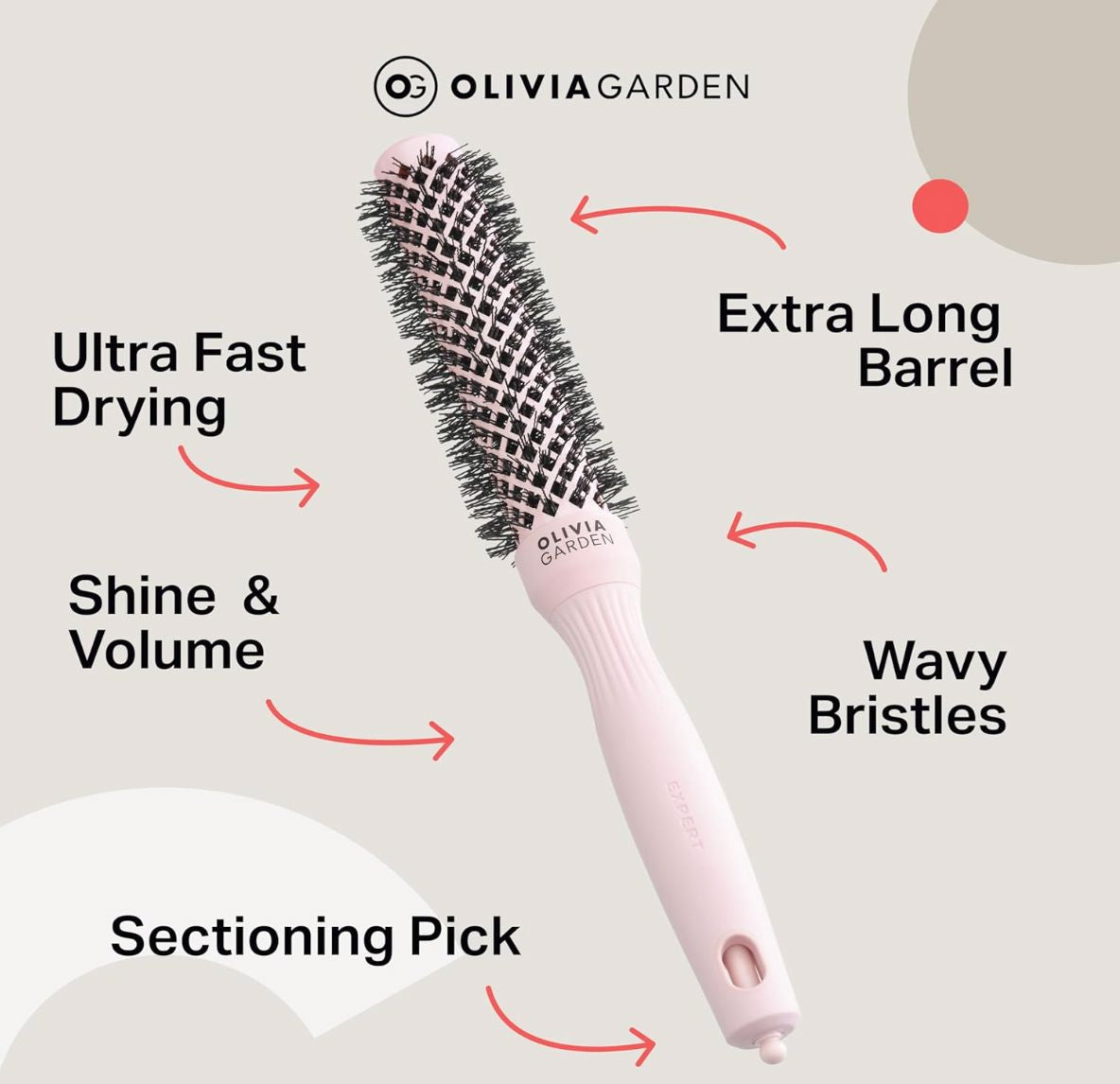 Olivia Garden Expert Blowout Speed Pink Brush Hair Brush Olivia Garden 
