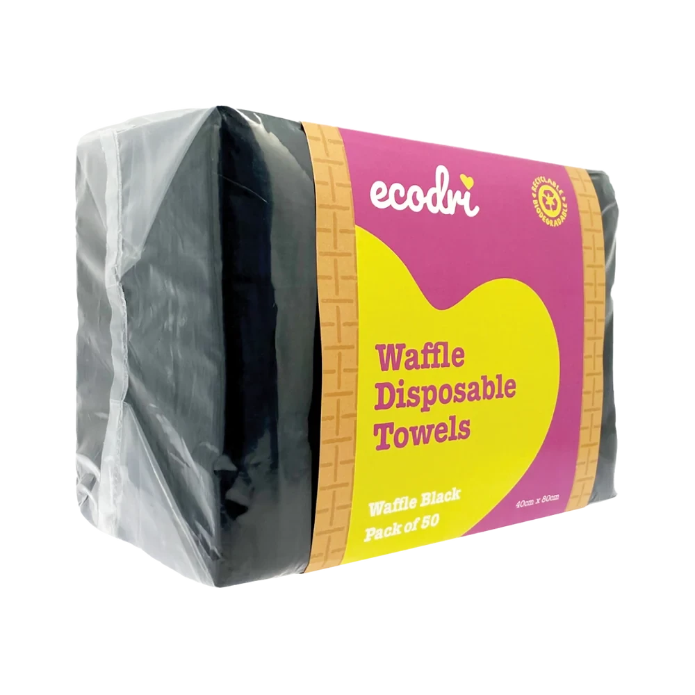 Ecodri Waffle Disposable Towels Black Pack of 50 Hair Tools 