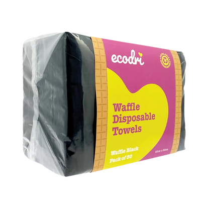 Ecodri Waffle Disposable Towels Black Pack of 50 Hair Tools 