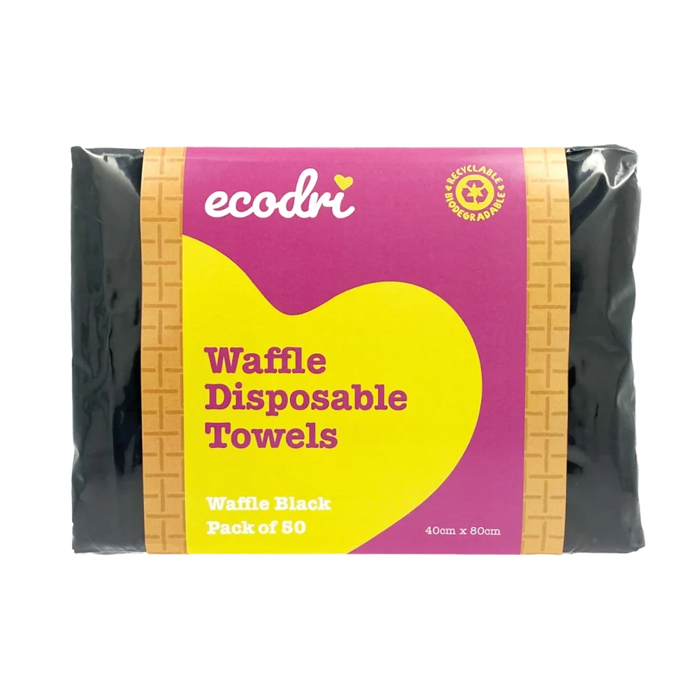 Ecodri Waffle Disposable Towels Black Pack of 50 Hair Tools 