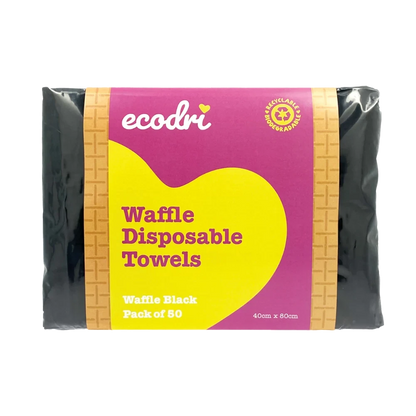 Ecodri Waffle Disposable Towels Black Pack of 50 Hair Tools 