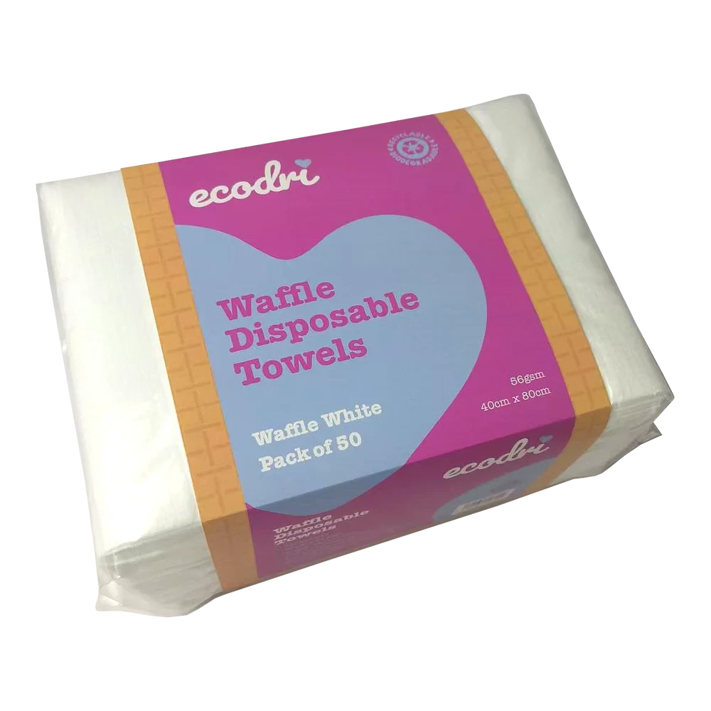 Ecodri Waffle Disposable Towels White Pack of 50 Hair Tools 