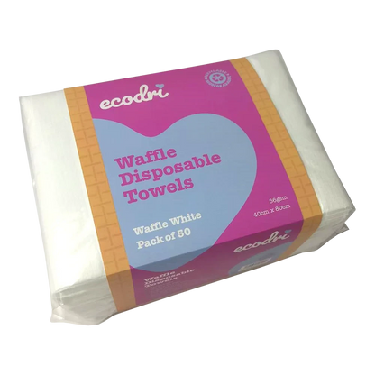 Ecodri Waffle Disposable Towels White Pack of 50 Hair Tools 