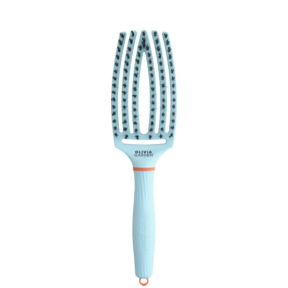 Olivia Garden Fingerbrush Care Iconic Boar & Nylon Bubble Blue (M)