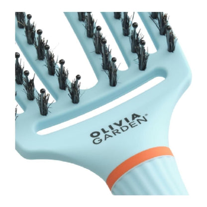 Olivia Garden Fingerbrush Care Iconic Boar & Nylon Bubble Blue (M)