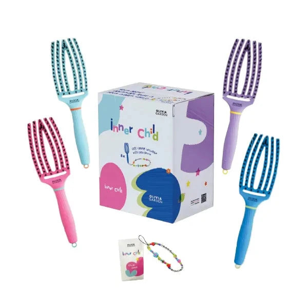 Olivia Garden Fingerbrush Care Iconic Boar & Nylon Snuggle Purple (M)