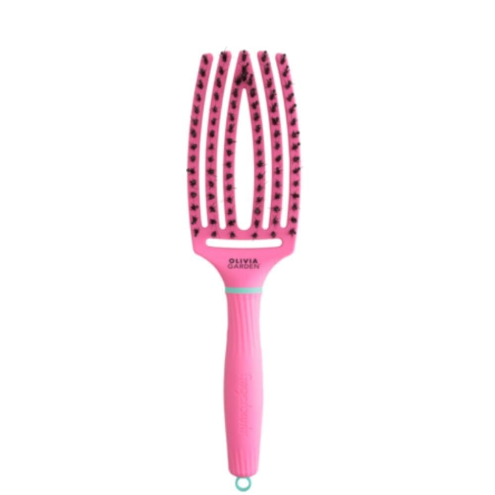 Olivia Garden Fingerbrush Care Iconic Boar & Nylon Lollipop Pink (M)
