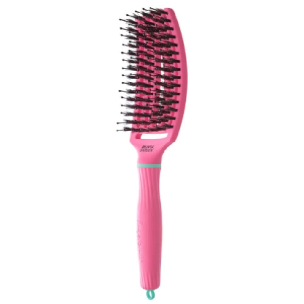 Olivia Garden Fingerbrush Care Iconic Boar & Nylon Lollipop Pink (M)