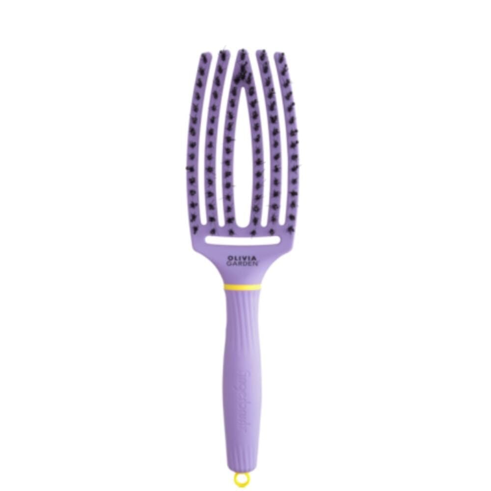 Olivia Garden Fingerbrush Care Iconic Boar & Nylon Snuggle Purple (M)