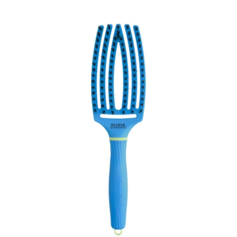 Olivia Garden Fingerbrush Care Iconic Boar & Nylon Turbo Blue (M)